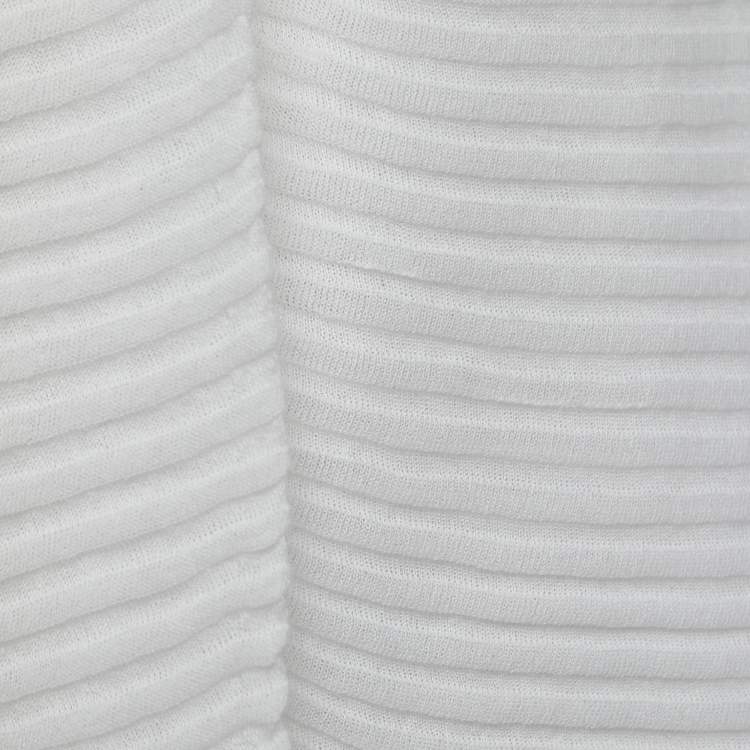 Pre Owned Chanel White Cotton Knit Overlay Detail Top M