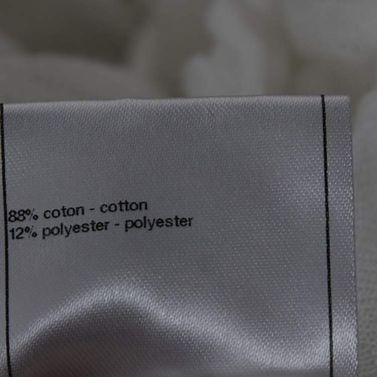 Pre Owned Chanel White Cotton Knit Overlay Detail Top M