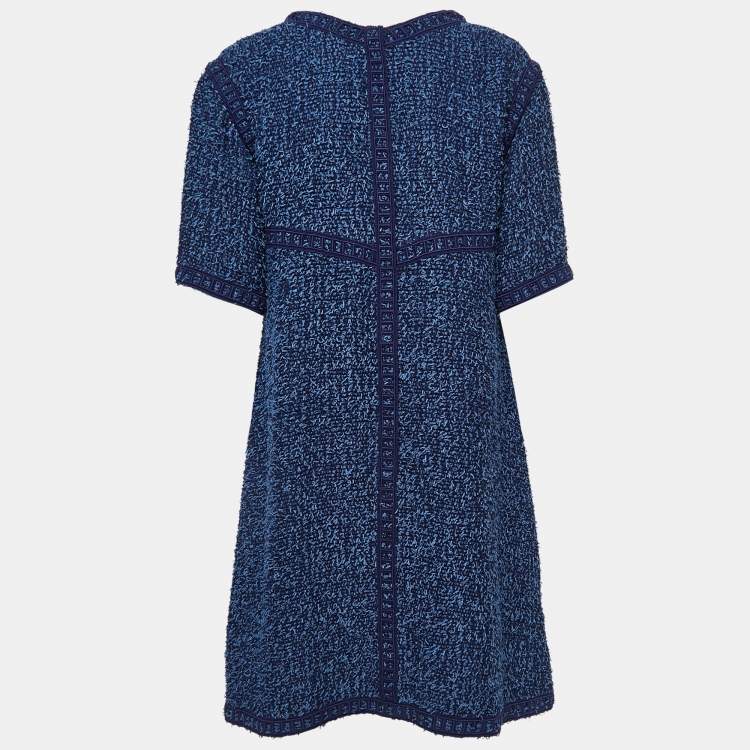 Chanel Blue Tweed A-Line Short Dress L
