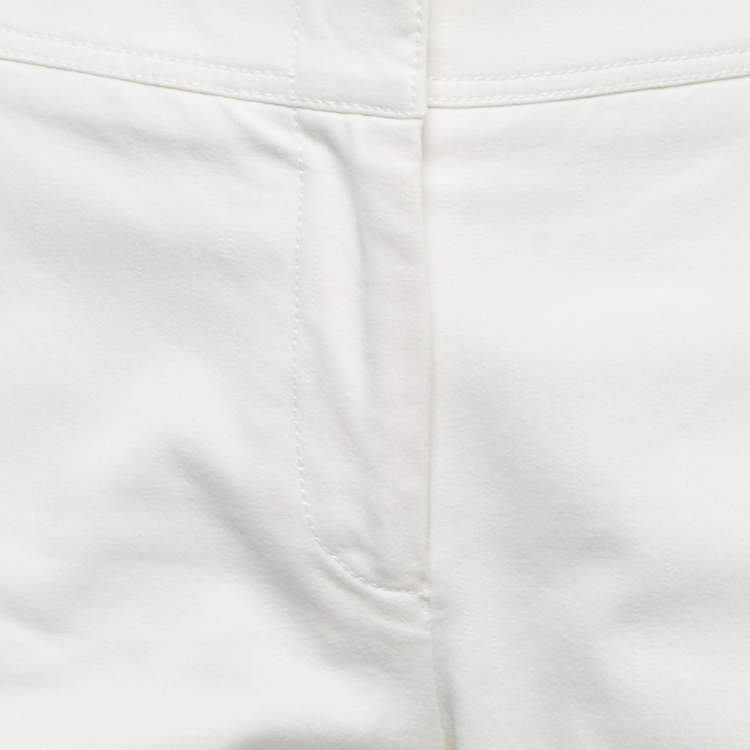 Pre Owned Chanel Off-White Cotton Wide-Leg Trousers M Waist 28"