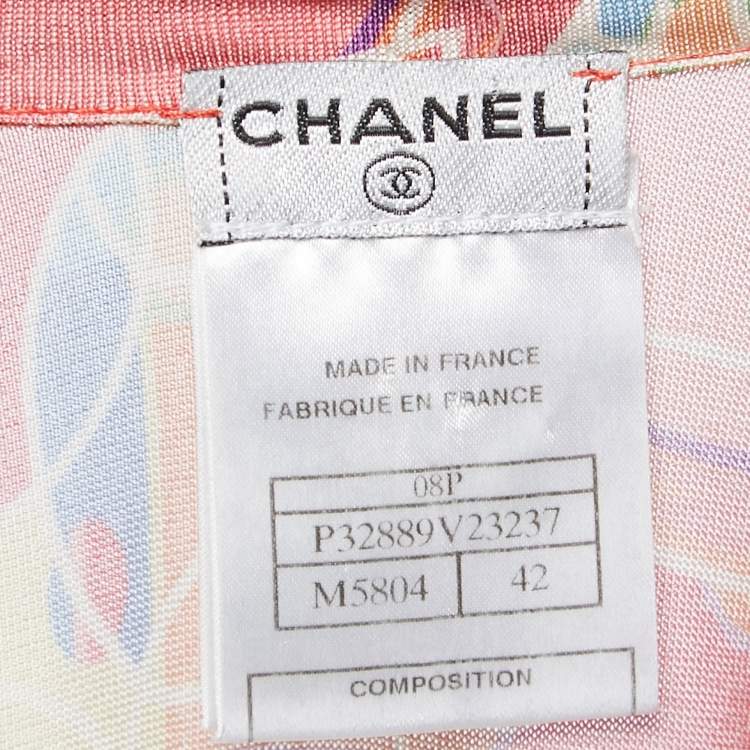 Pre Owned Chanel Multicolor Printed Jersey Full Sleeve Mini Dress L