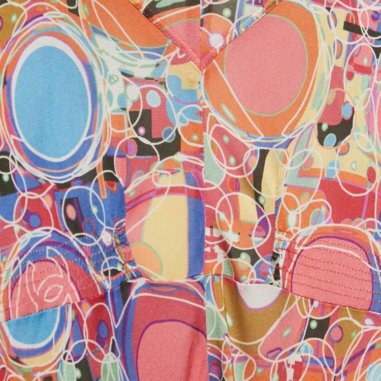 Pre Owned Chanel Multicolor Printed Jersey Full Sleeve Mini Dress L