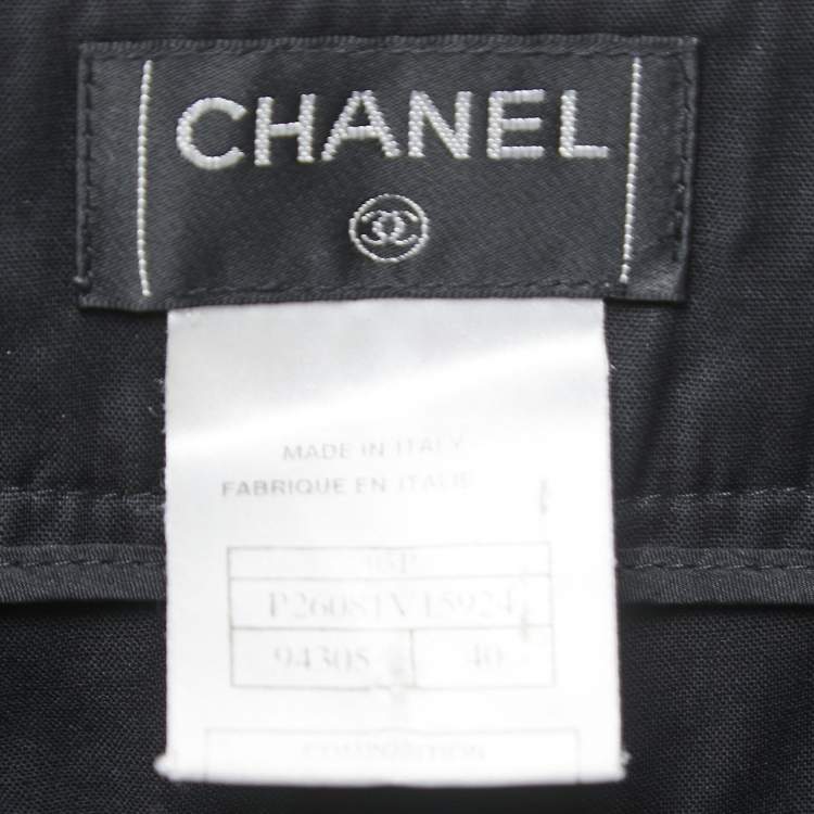 Pre Owned Chanel Black Wool Gathered Detail Trousers M