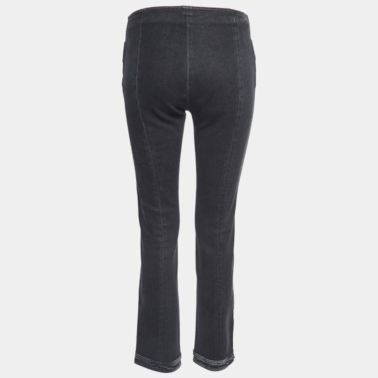 Pre Owned Chanel Black/Grey Denim Mid-Rise Skinny Jeans M Waist 29"