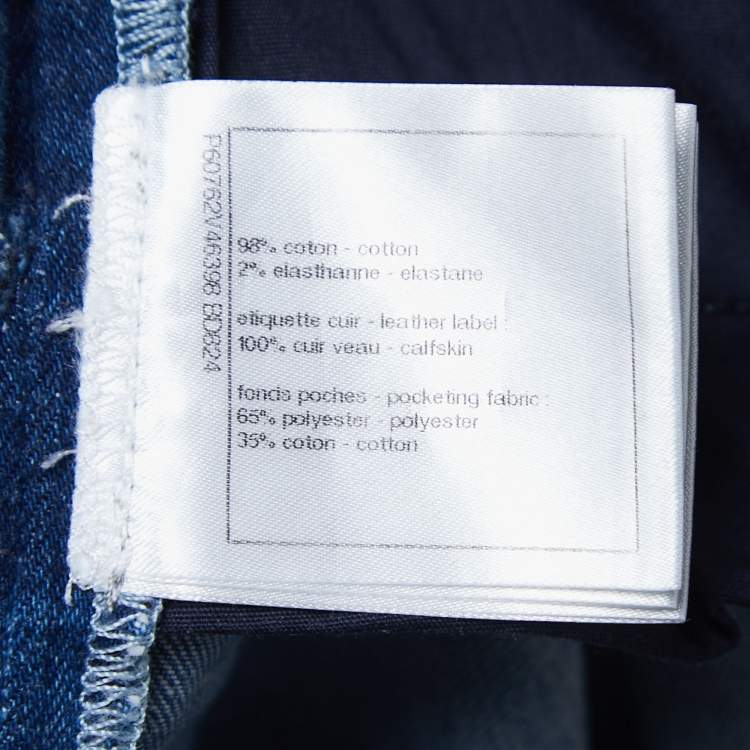 Pre Owned Chanel Blue Chain Print Denim Slim Fit Jeans M Waist 29"