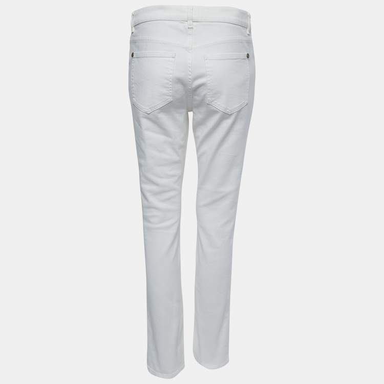 Chanel White Denim Straight Fit Jeans M Waist 31 Chanel
