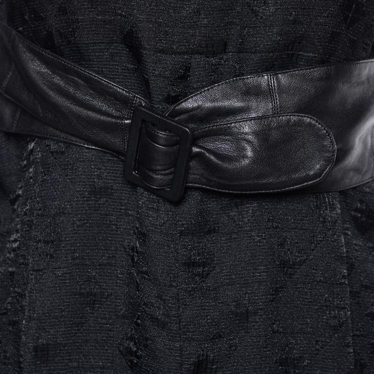 مملوكة مسبقًا Chanel Black Patterned Sleeveless Belted Midi Dress M