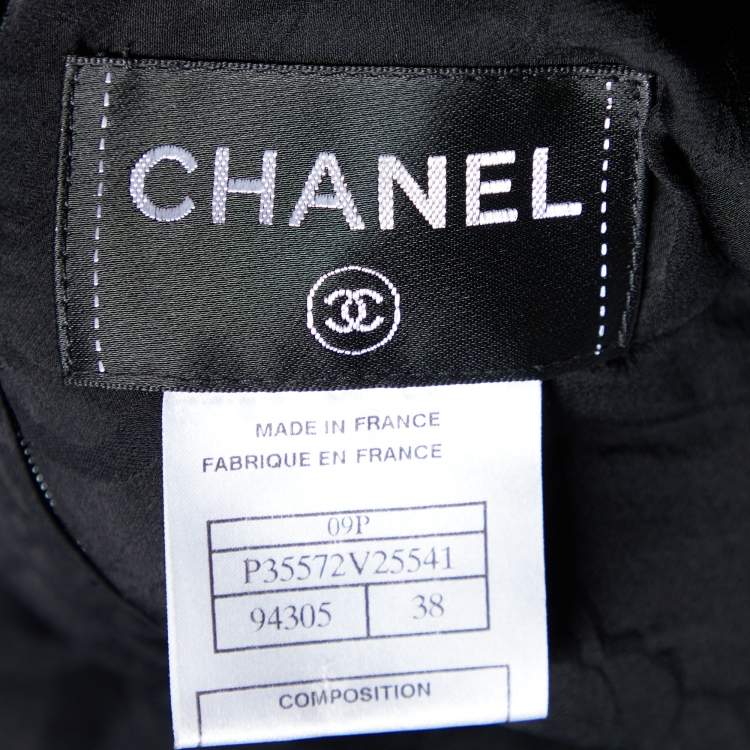 مملوكة مسبقًا Chanel Black Patterned Sleeveless Belted Midi Dress M