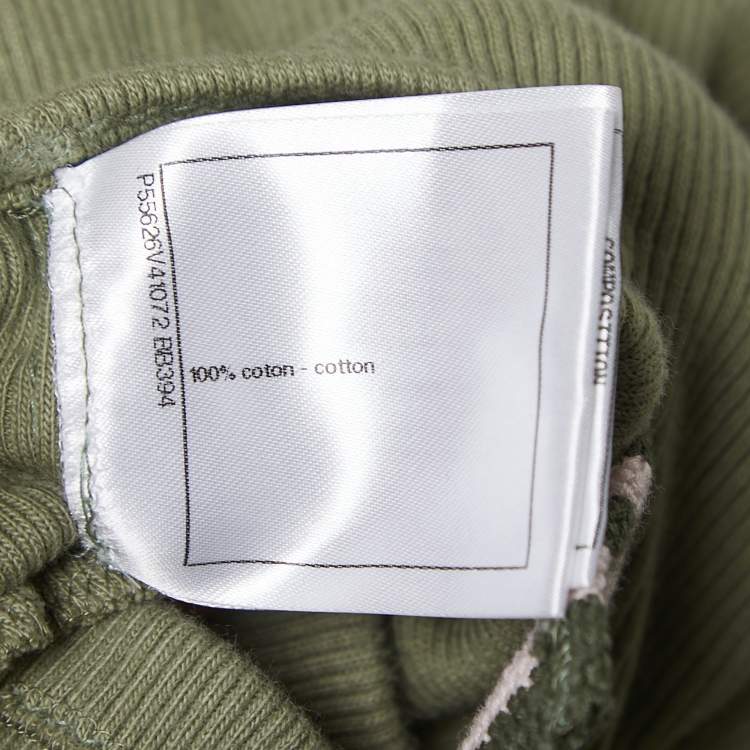 Pre Owned Chanel Green Cotton Knit Scoop Neck Crop Top M