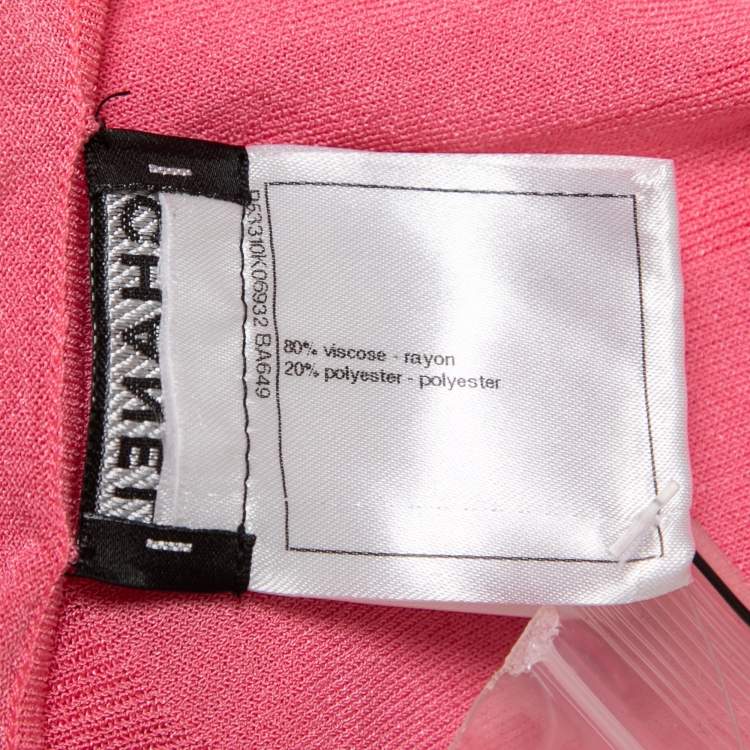 Pre Owned Chanel Pink CC Patterned Knit Short Sleeve T-Shirt M