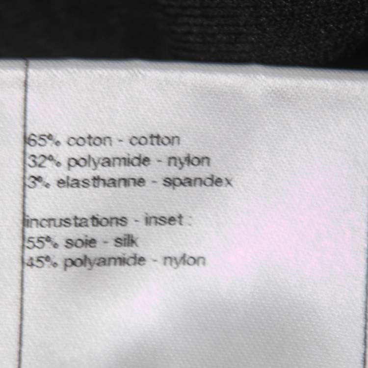 Pre Owned Chanel Black Rib Knit & Tulle Inset Detailed Mini Dress L