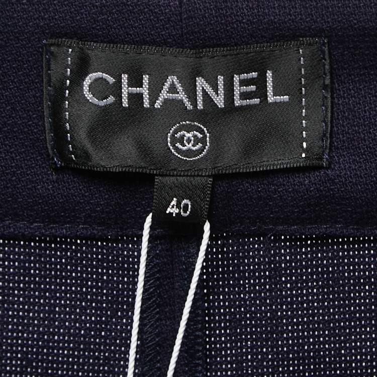 Pre Owned Chanel Navy Blue Cotton Culottes M