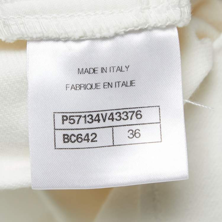 Pre Owned Chanel White Denim Knee Length Skirt S