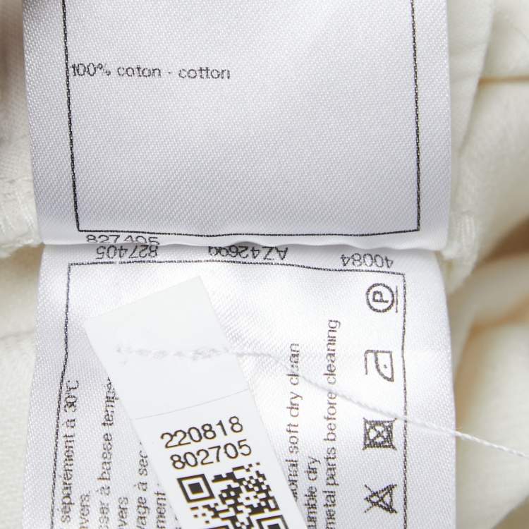 Pre Owned Chanel White Denim Knee Length Skirt S