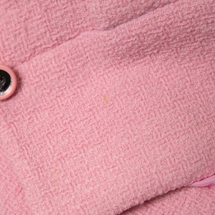 Pre Owned Chanel Vintage Pink Wool Skirt Suit S/M