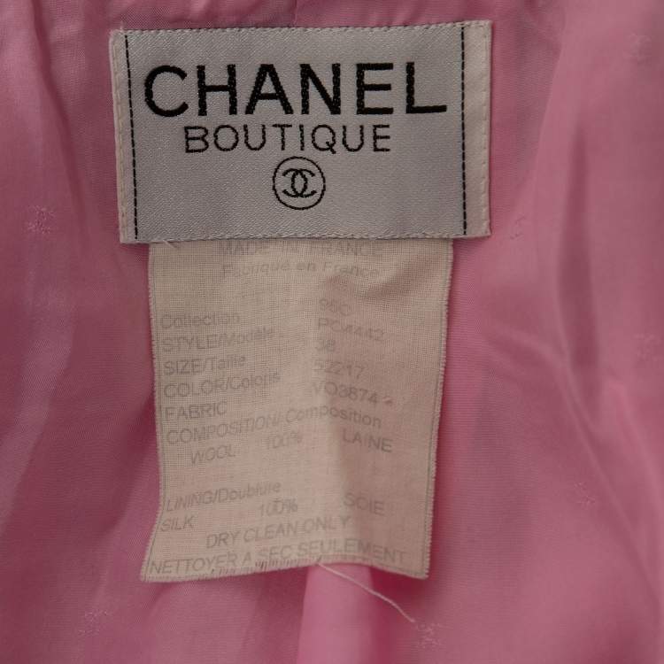 Pre Owned Chanel Vintage Pink Wool Skirt Suit S/M
