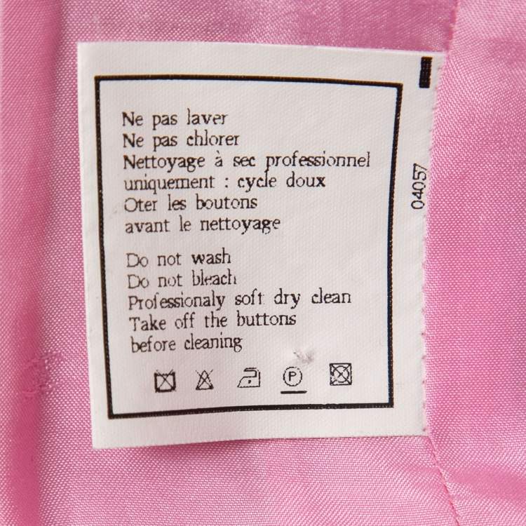 Pre Owned Chanel Vintage Pink Wool Skirt Suit S/M