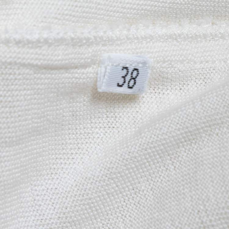 Pre Owned Chanel Cream Knit Polo T-Shirt M