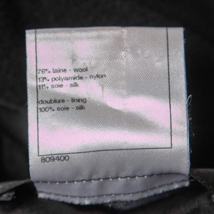 Pre Owned Chanel Black Wool Ribbon Trimmed Jacket L