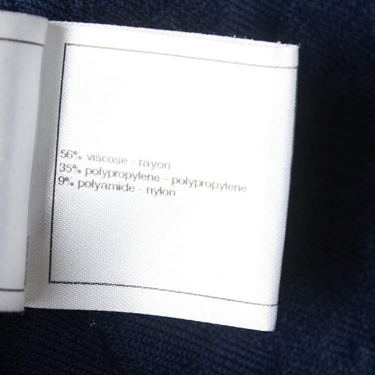 Pre Owned Chanel Navy Blue Jacquard Knit A-Line Dress M