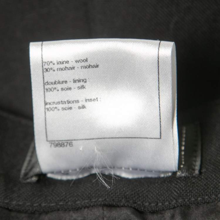 Pre Owned Chanel Black Wool & Mohair Wide Leg Pants M