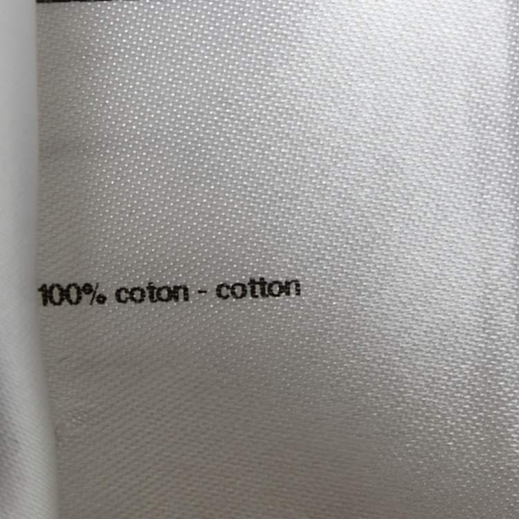 Pre Owned Chanel White Cotton Pleated & Gathered Button Front Blouse M