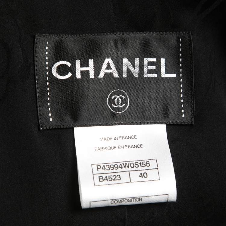 Pre Owned Chanel Black Tweed Layered Double-Breasted Blazer M