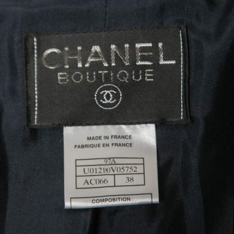 Pre Owned Chanel Vintage Navy Blue Wool Pant Suit M