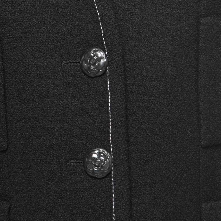 Pre Owned Chanel Black Wool Buttoned Jacket L