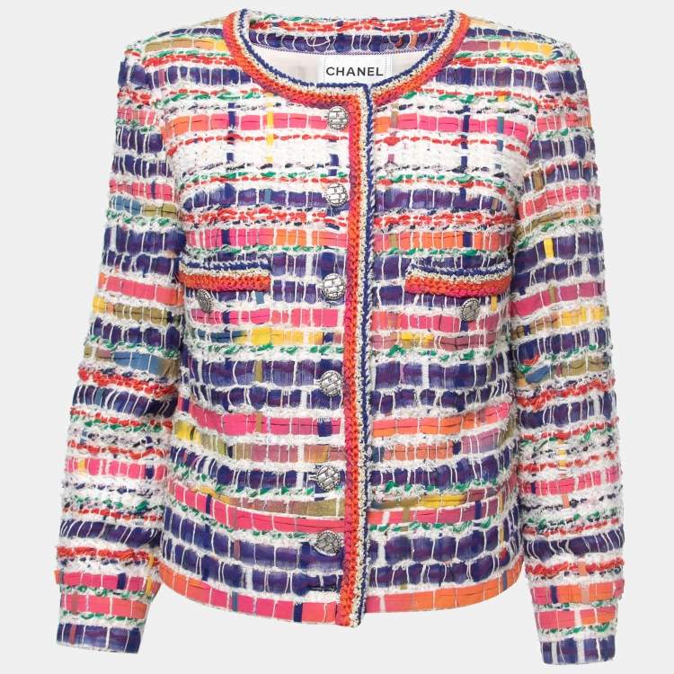 Chanel Multicolor Tweed & Ribbon Buttoned Jacket L Chanel | The Luxury  Closet