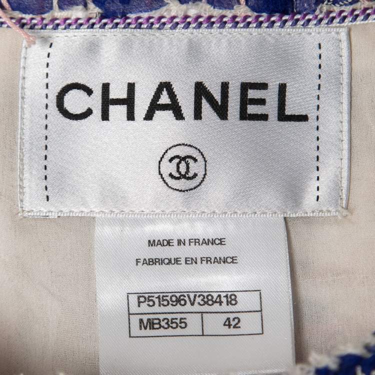 Pre Owned Chanel Multicolor Tweed & Ribbon Buttoned Jacket L