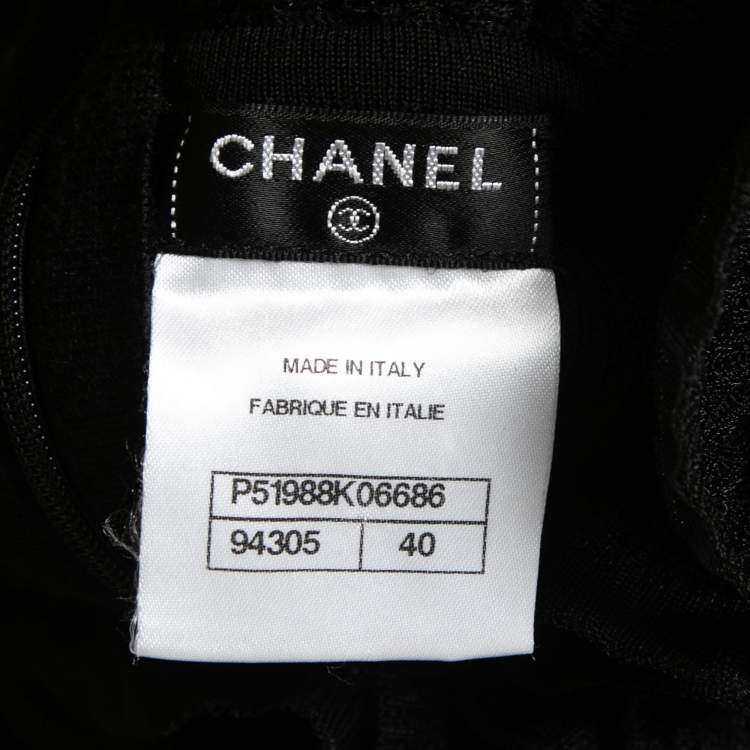 Pre Owned Chanel Black Wool Knit & Mesh Ruffled Turtleneck Sweater M