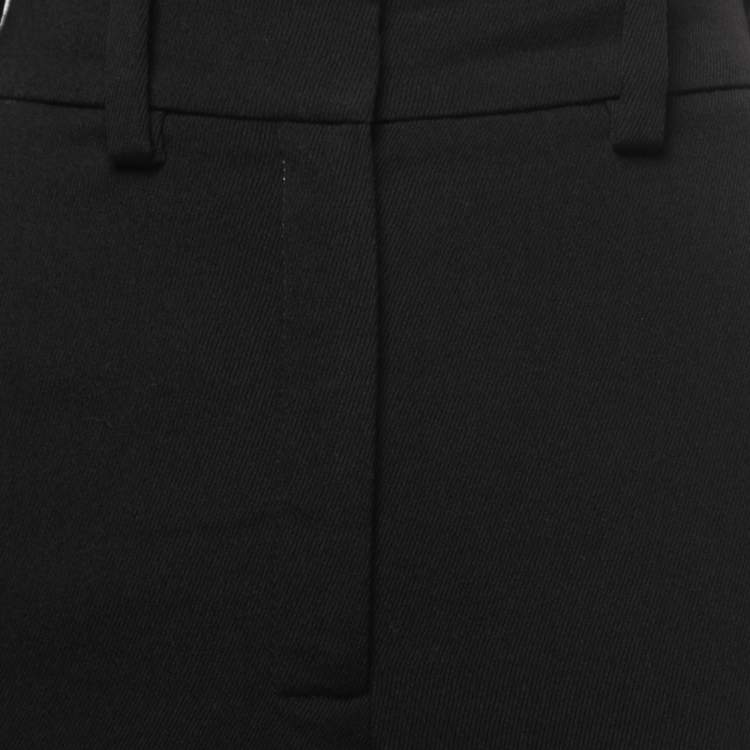 Pre Owned Chanel Black Wool Contrast Hem Trousers M