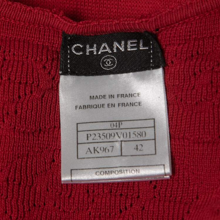 Pre Owned Chanel Burgundy Cotton Knit Camisole L