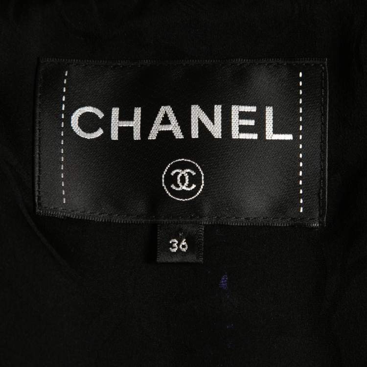 Pre Owned Chanel Black/Purple Sequin Embellished Tweed Jacket S