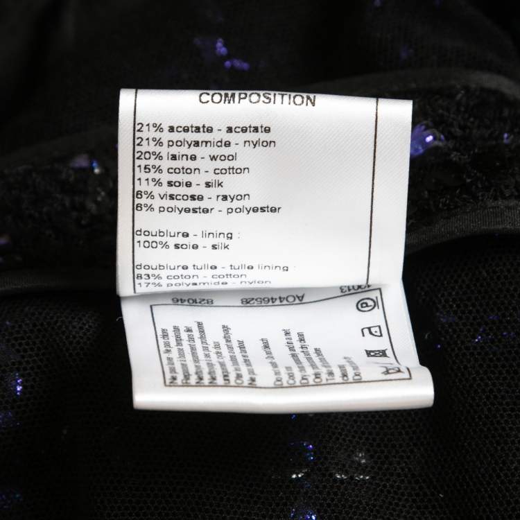 Pre Owned Chanel Black/Purple Sequin Embellished Tweed Jacket S