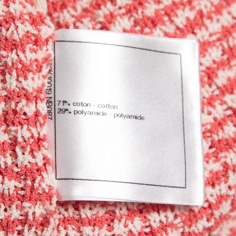 Pre Owned Chanel Pink Knit Button Front Long Cardigan M