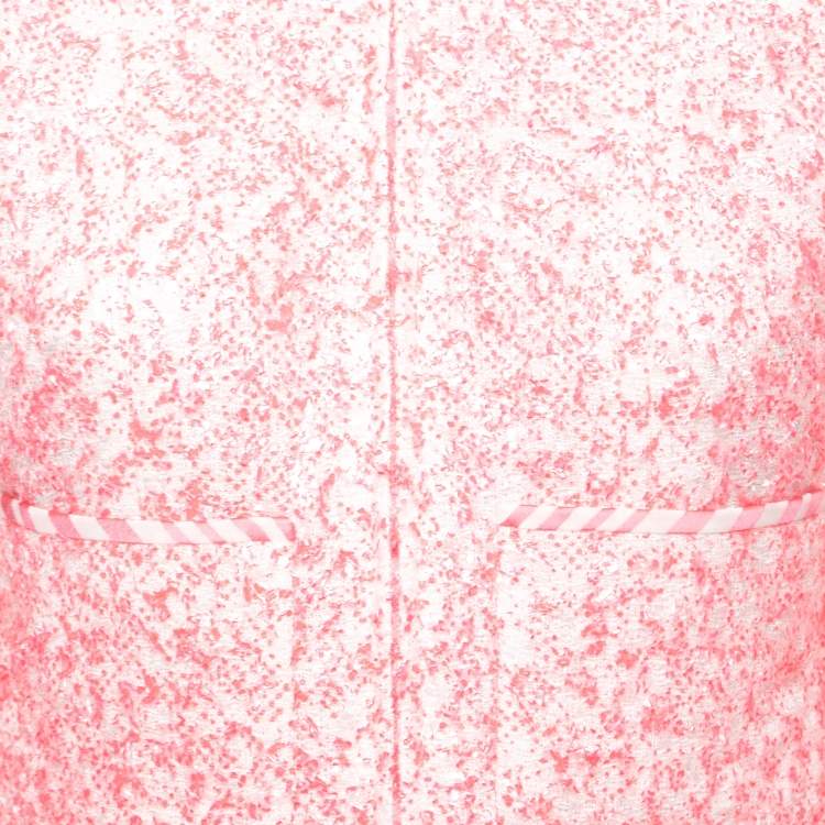 Pre Owned Chanel Pink Textured Synthetic Zip-Up Jacket S