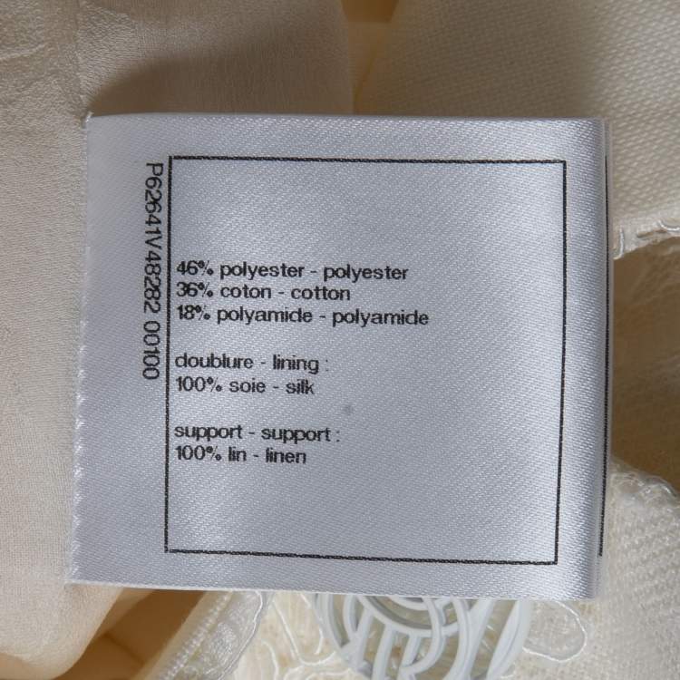 Pre Owned Chanel White Floral Lace Buttoned Jacket M