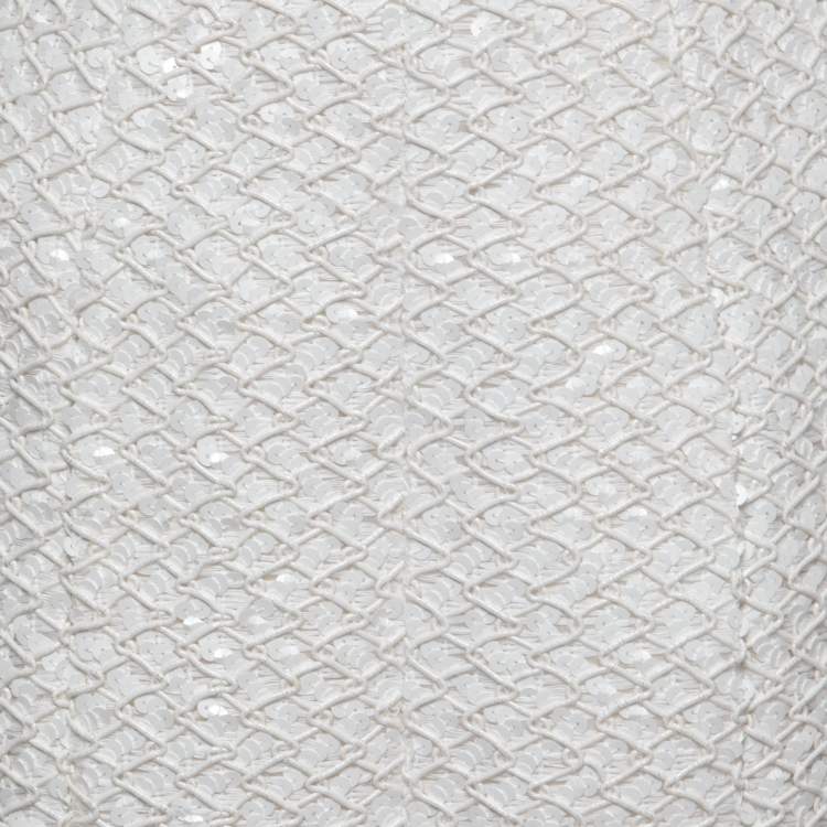 Pre Owned Chanel White Sequined Pencil Skirt M