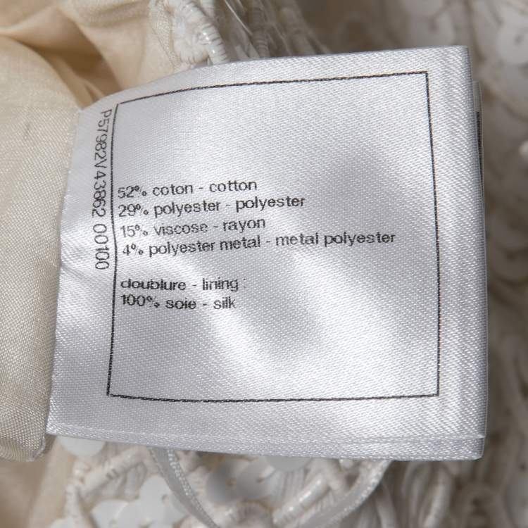 Pre Owned Chanel White Sequined Pencil Skirt M