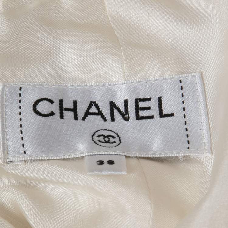 Pre Owned Chanel White Sequined Pencil Skirt M