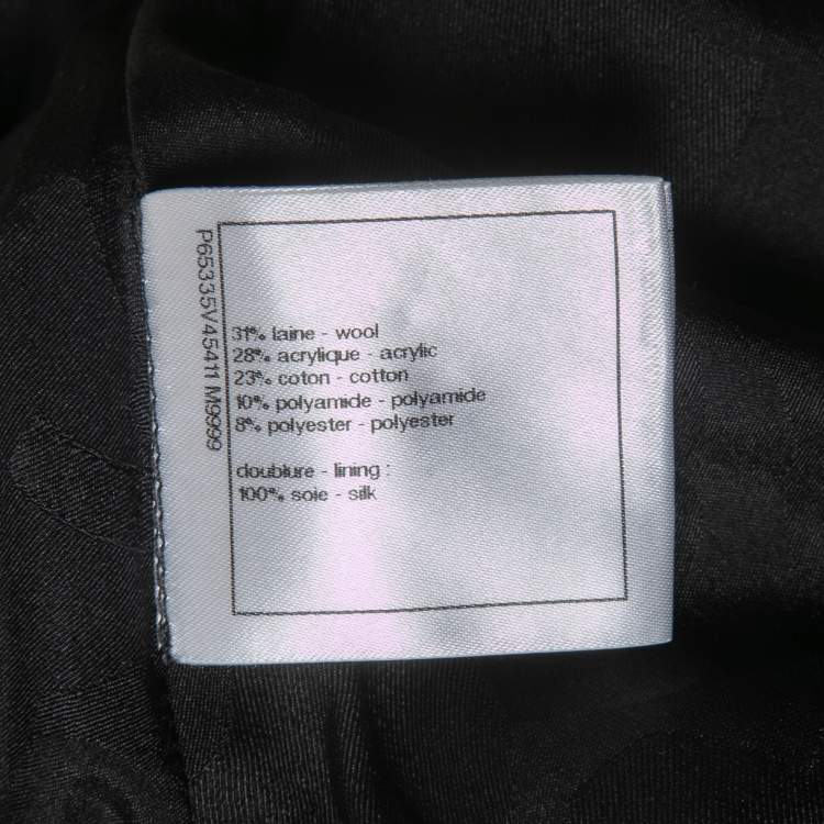 Pre Owned Chanel Black/White Sequined Tweed Skirt S