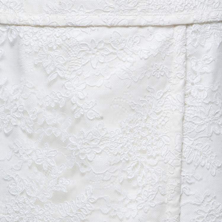 Pre Owned Chanel Linen & Lace Midi Skirt S