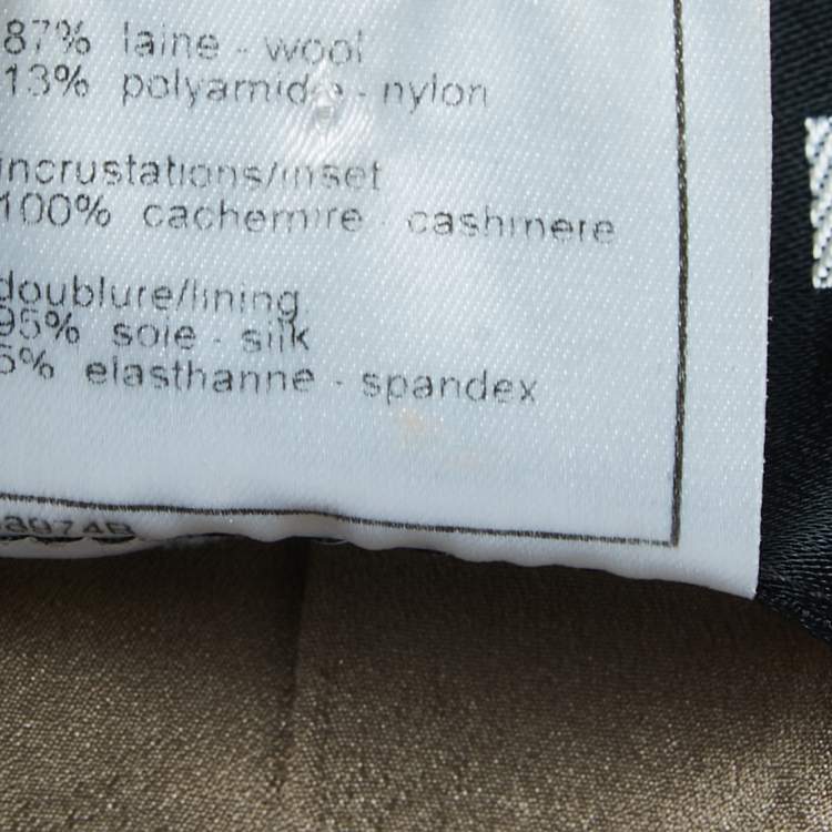 Pre Owned Chanel Brown Wool Blend Single Breasted Crop Jacket M