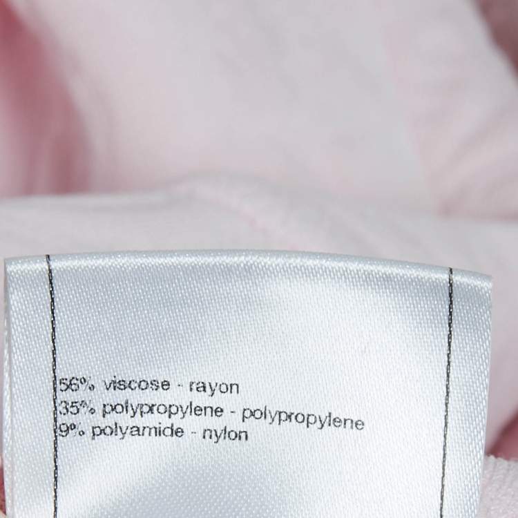 Pre Owned Chanel Light Pink Floral Embossed Knit Sleeveless Flared Mini Dress M