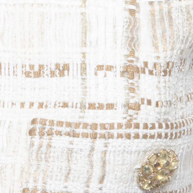 Pre Owned Chanel Beige/Ecru Tweed Jacket S