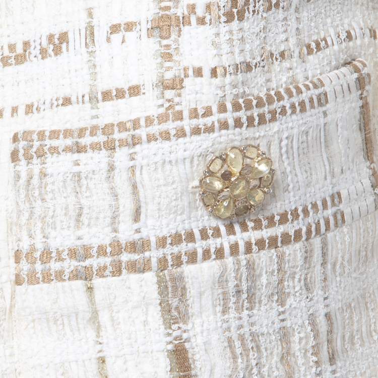 Pre Owned Chanel Beige/Ecru Tweed Jacket S