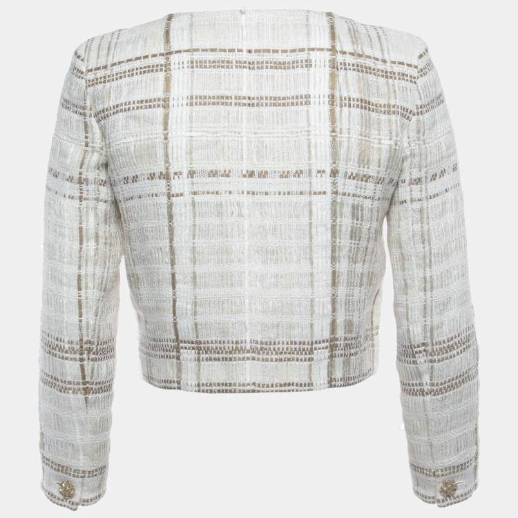 Pre Owned Chanel Beige/Ecru Tweed Jacket S