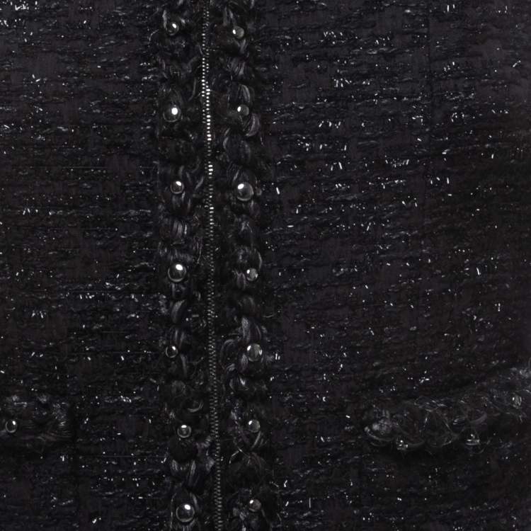 Pre Owned Chanel Black/Metallic Tweed Zip-Up Paris Dallas Jacket XS